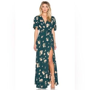 Privacy Please Floral Plaza Maxi Kimono Wrap Dress in Sequoia | Size S